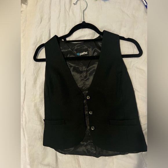 Panther WOMENS black Vest with Buttons & Fully Lined - Picture 3 of 6